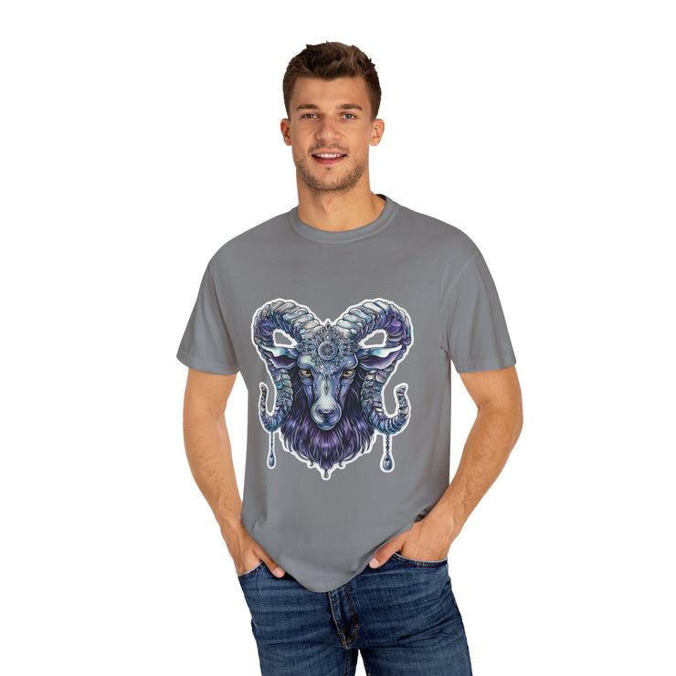 Mystical Ram Graphic Unisex T-shirt, Boho Tee, Astrology Shirt, Spiritual Gift, Festival Wear, Unique Graphic Tee