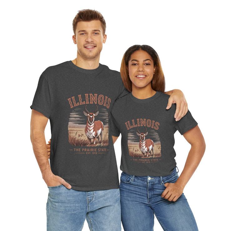 Illinois Prairie State Tee, Vintage Graphic T-Shirt, Unisex Casual Wear, Gift for Nature Lovers, Travel Souvenir, USA States Design