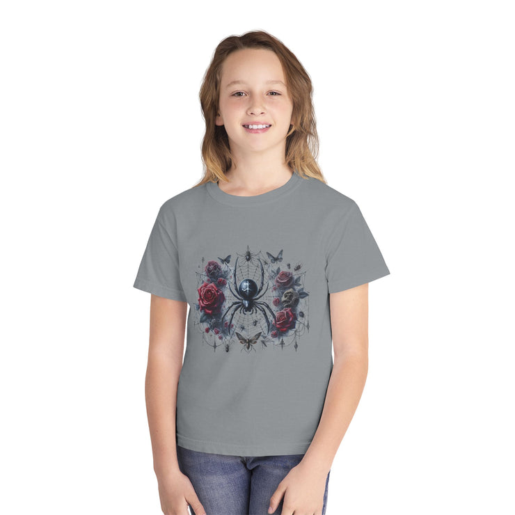Gothic Spider Youth Tee - Cool Graphic Shirt for Teens, Alternative Fashion, Halloween Costume, Unique Gift, Everyday Wear