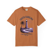 South Carolina Lighthouse T-Shirt, Unisex Garment-Dyed Tee, Coastal Vibes Shirt, Summer Travel Apparel, USA States Design