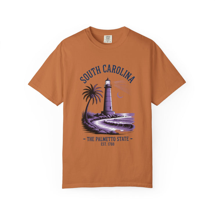 South Carolina Lighthouse T-Shirt, Unisex Garment-Dyed Tee, Coastal Vibes Shirt, Summer Travel Apparel, USA States Design