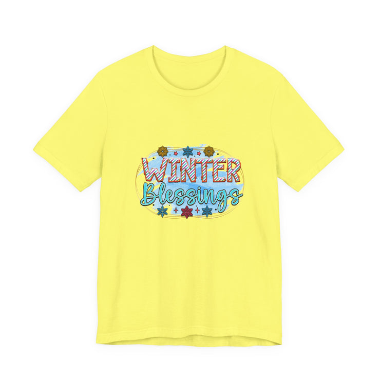 Winter Blessings Unisex Jersey Tee, Cozy Winter T-shirt, Holiday Gift, Seasonal Apparel, Comfortable Casual Wear