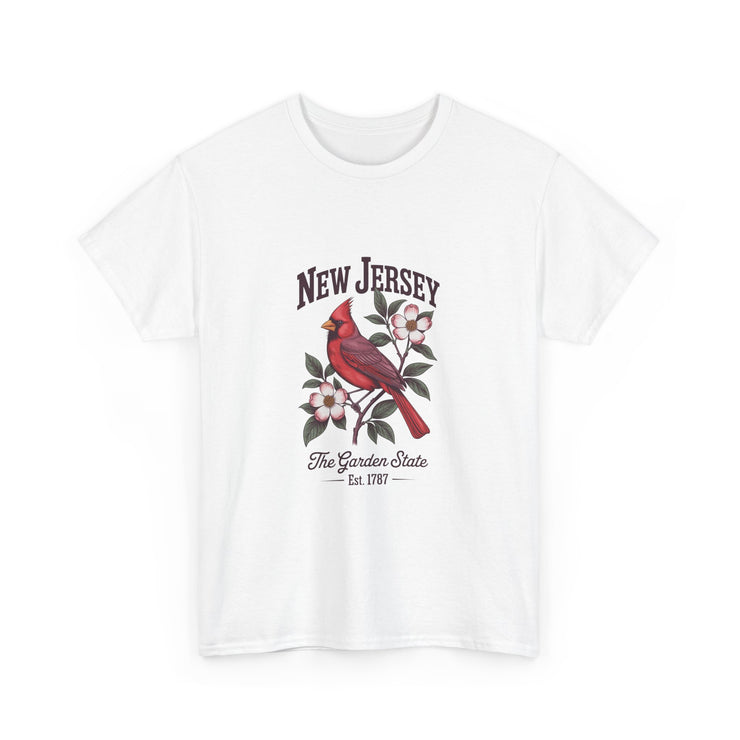 New Jersey Cardinal Tee, Vintage Style T-Shirt, Unisex Cotton Tee, Garden State Gift, Bird Lover Apparel, Casual Wear, USA States Design
