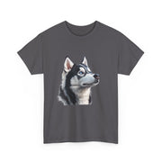 Siberian Husky Heavy Cotton Tee, Cozy Dog Lover Shirt, Unisex Graphic Tee, Pet Owner Gift, Cute Animal Apparel