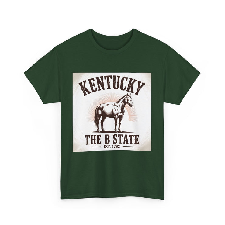 Kentucky Heritage Unisex Heavy Cotton Tee, Vintage Graphic Shirt, Horse Lover Gift, Authentic State Pride Apparel, Casual Everyday Wear, USA States Design