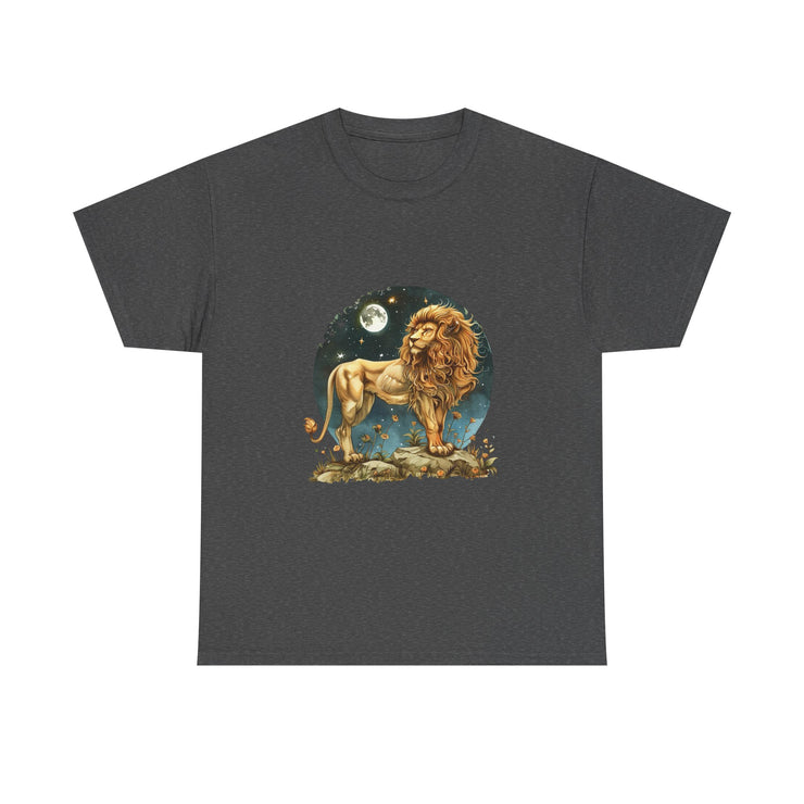 Majestic Lion Tee, Unisex Heavy Cotton Tee, Astrology T-Shirt, Animal Lover Gift, Birthday Present, Casual Style