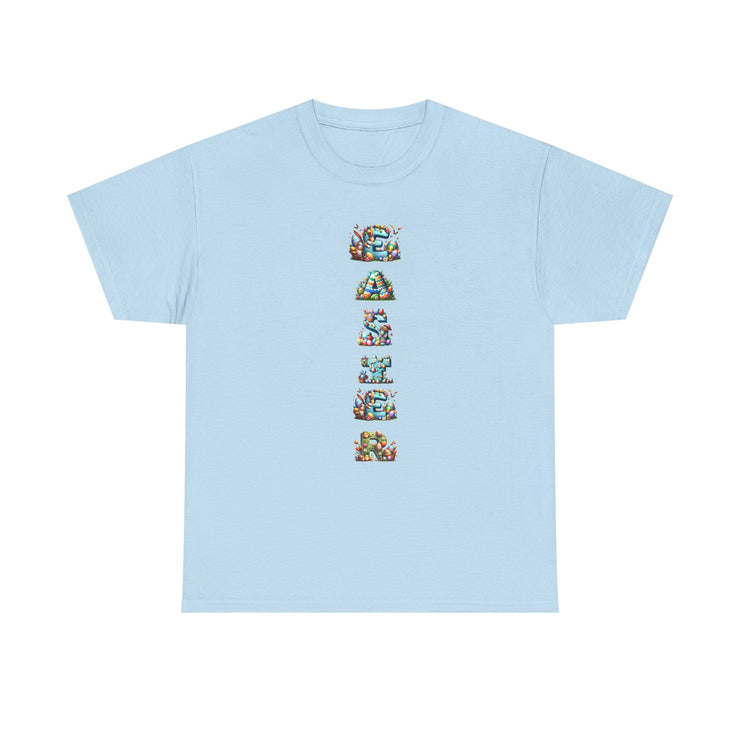 Colorful Cartoon Animal Unisex Heavy Cotton Tee - Gift for Animal Lovers, Cute T-Shirt for Kids & Adults, Fun Birthday, Casual Wear