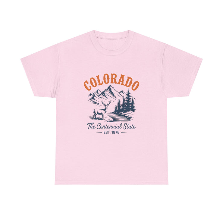 Colorado Adventure Unisex Heavy Cotton Tee, Outdoor Shirt, Gift for Nature Lovers, Travel Tee, USA State Design