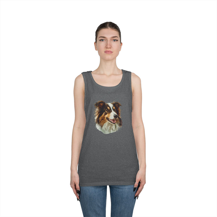 Dog Lover's Unisex Heavy Cotton Tank Top - Cute Pet Art, Custom Gift for Dog Owners, Summer Casual Wear, Animal Lover Apparel