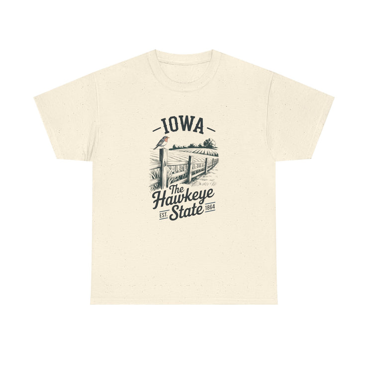 Iowa The Hawkeye State T-Shirt, Vintage Style Tee, Unisex Cotton Shirt, Iowa Pride Gift, USA States Design