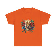 Floral Skull Tee - Unisex Heavy Cotton | Boho Style Shirt, Festival Wear, Gothic Aesthetic, Unique Gift, Casual Everyday Top
