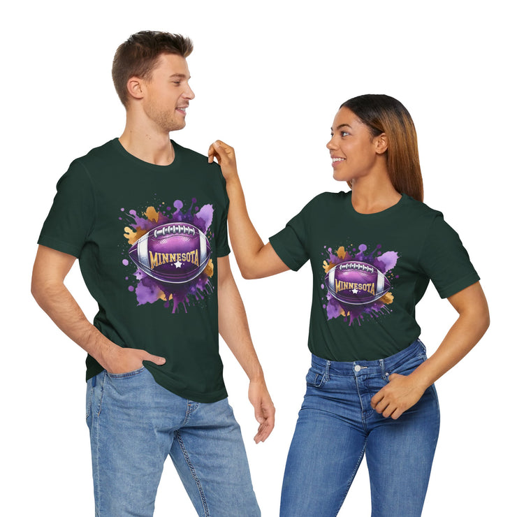 Minnesota Football Splash Tee, Unisex Short Sleeve, Sports Fan Shirt, Game Day Apparel, Football Design, Sports Design