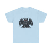 Owl Skull Graphic Tee, Unisex Heavy Cotton T-Shirt, Edgy Apparel for Halloween, Casual Wear, Gift for Gothic Style Lovers