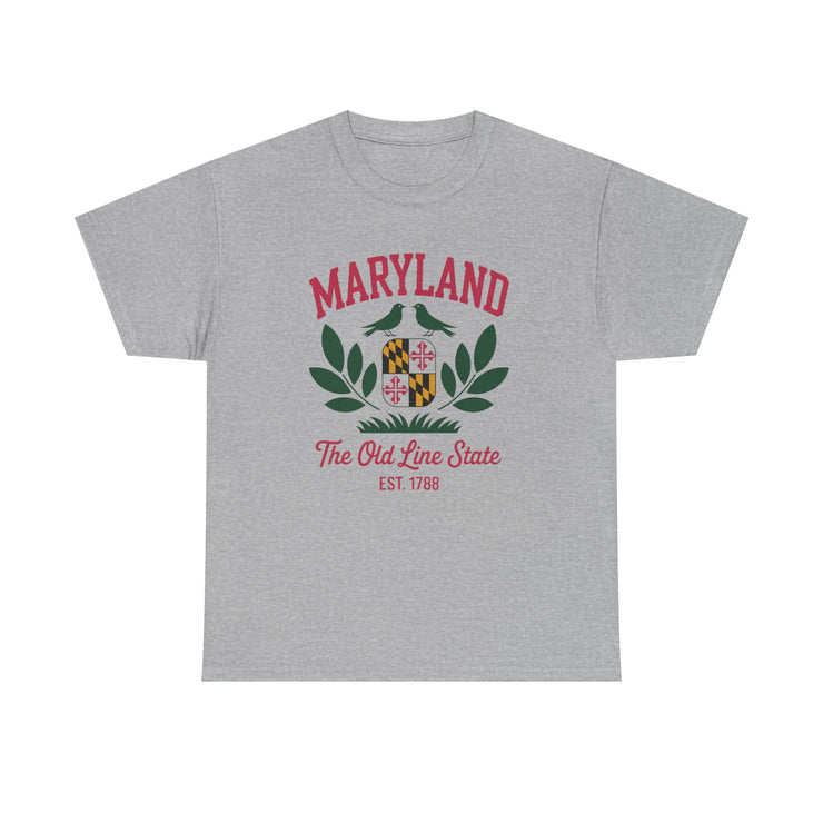Maryland Heritage Tee | Unisex Cotton Shirt, Old Line State Apparel, Travel Souvenir, Gift for Maryland Lovers, Vintage Maryland Design,USA States Design
