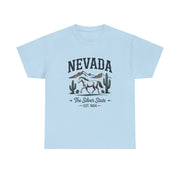 Nevada Graphic Unisex Heavy Cotton Tee, Casual Wear, State Pride Shirt, Travel Gift, Summer Clothing, USA States Design