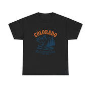 Colorado Adventure Unisex Heavy Cotton Tee, Outdoor Shirt, Gift for Nature Lovers, Travel Tee, USA State Design