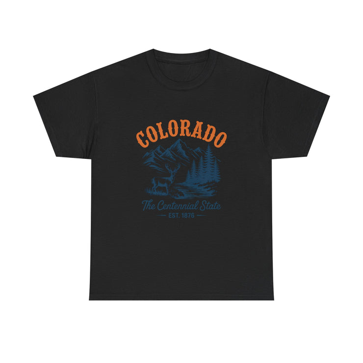 Colorado Adventure Unisex Heavy Cotton Tee, Outdoor Shirt, Gift for Nature Lovers, Travel Tee, USA State Design
