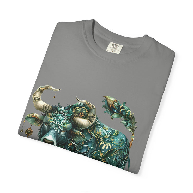 Bohemian Bull T-Shirt, Artistic Graphic Tee, Unisex Shirt for Cow Lovers, Gift for Occasions, Casual Wear, Eco-Friendly Style
