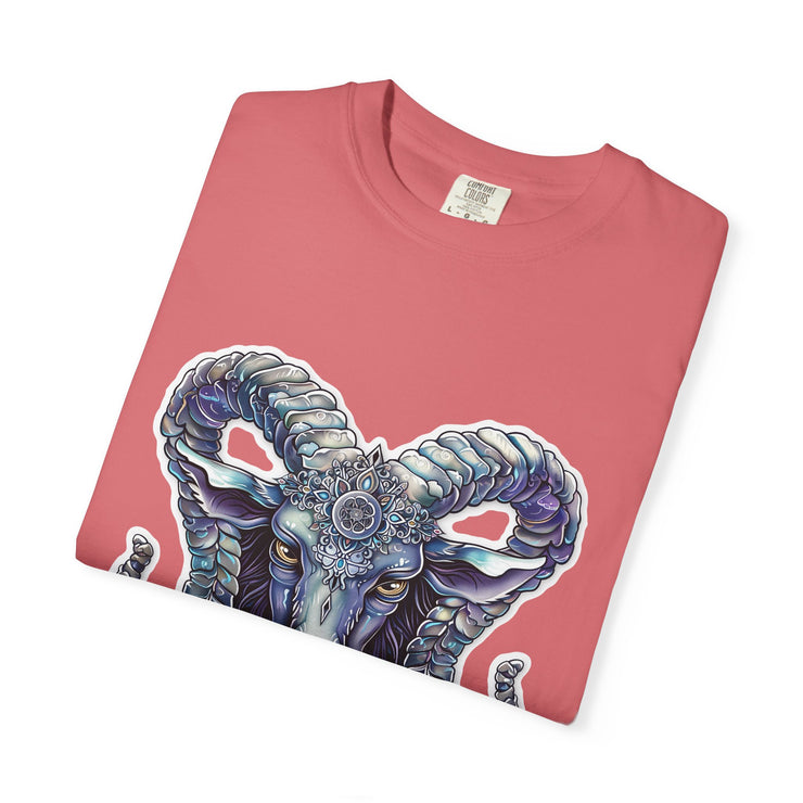 Mystical Ram Graphic Unisex T-shirt, Boho Tee, Astrology Shirt, Spiritual Gift, Festival Wear, Unique Graphic Tee
