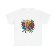Floral Skull Tee - Unisex Heavy Cotton | Boho Style Shirt, Festival Wear, Gothic Aesthetic, Unique Gift, Casual Everyday Top