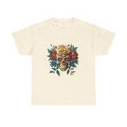 Floral Skull Tee - Unisex Heavy Cotton | Boho Style Shirt, Festival Wear, Gothic Aesthetic, Unique Gift, Casual Everyday Top