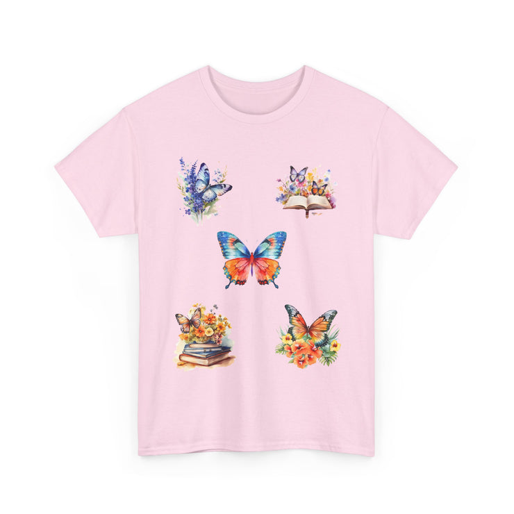 Butterfly Blossom Unisex Cotton Tee, Vibrant Nature Shirt, Gift for Nature Lovers, Spring Fashion Top, Garden Party Tee