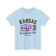 Kansas Sunflower State Tee, Unisex Heavy Cotton T-Shirt, Gift for Kansas Lovers, Cute State Pride Shirt, Fun Souvenir, Everyday Wear