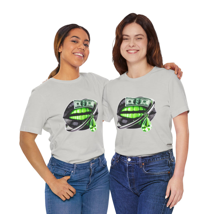 Green Glam Lip Graphic Tee | Unisex Jersey Short Sleeve Shirt, Fashion Tee, Trendy T-shirt, Gift for Her, Casual Wear