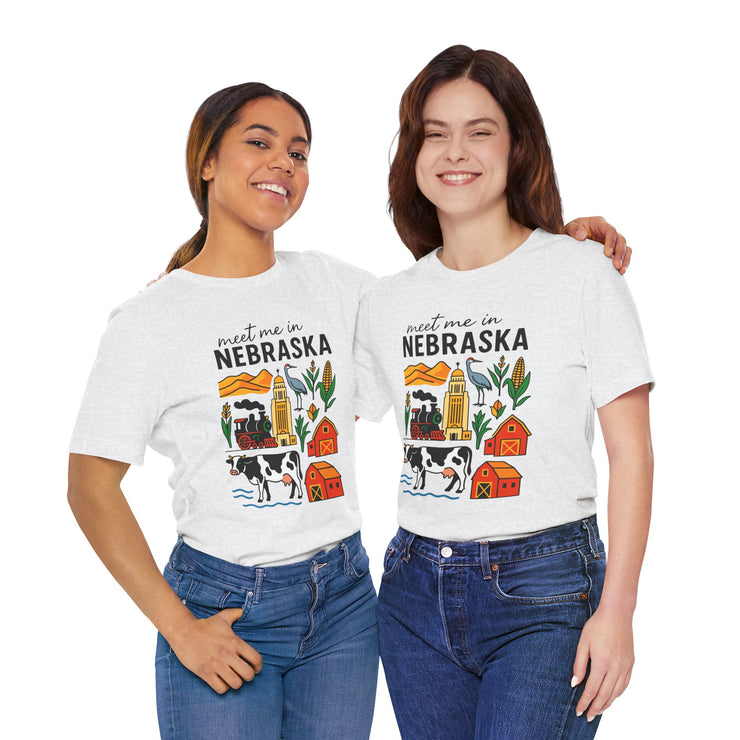 Nebraska Graphic Tee, Unisex Jersey Short Sleeve Tee, Souvenir Shirt, USA States Design