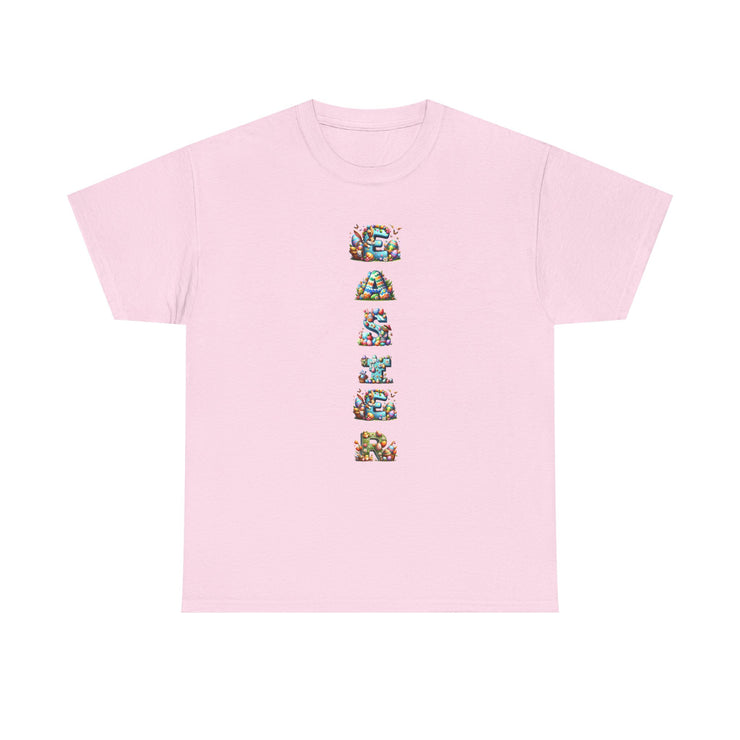 Colorful Cartoon Animal Unisex Heavy Cotton Tee - Gift for Animal Lovers, Cute T-Shirt for Kids & Adults, Fun Birthday, Casual Wear