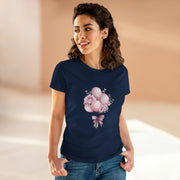 Women's Floral Balloon Tee, Cute Graphic Tee, Birthday Gift, Casual Cotton Shirt, Everyday Wear, Floral Design