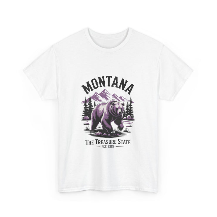 Montana Bear Graphic Tee | Unisex Heavy Cotton Tee, Adventure Shirt, Nature Lover Gift, Hiking Apparel, Travel Tee, Wilderness Wear, USA States Design