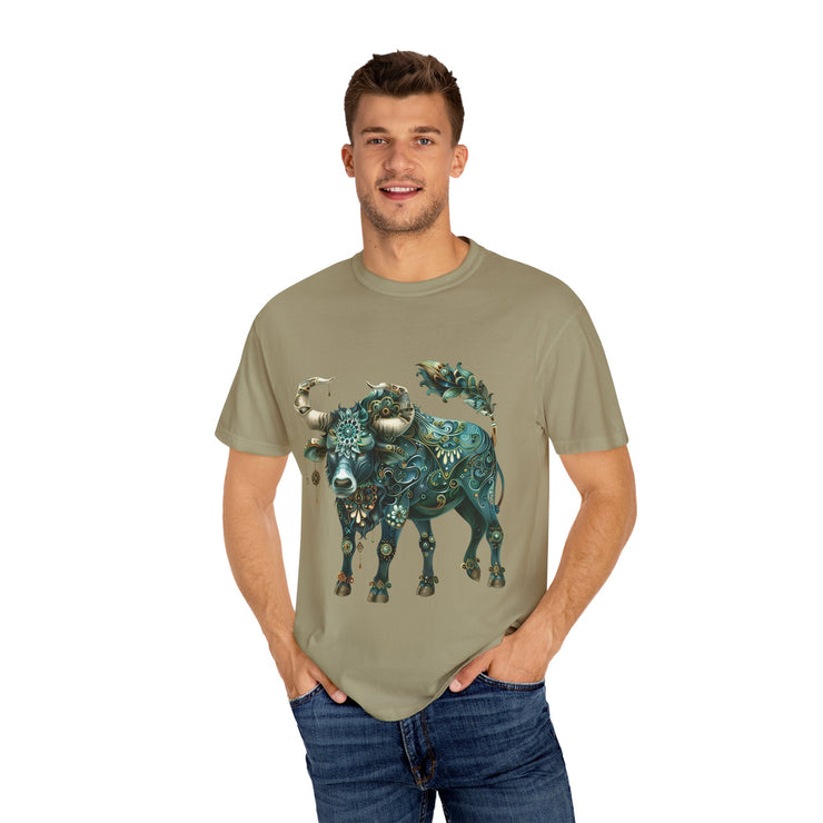 Bohemian Bull T-Shirt, Artistic Graphic Tee, Unisex Shirt for Cow Lovers, Gift for Occasions, Casual Wear, Eco-Friendly Style