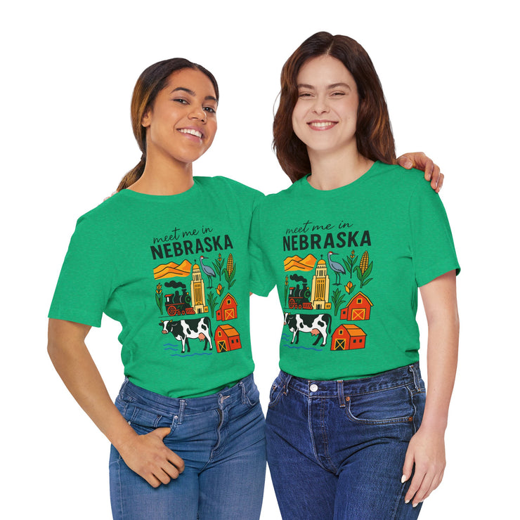 Nebraska Graphic Tee, Unisex Jersey Short Sleeve Tee, Souvenir Shirt, USA States Design