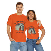 Massachusetts Vintage Unisex Heavy Cotton Tee, Rustic State T-Shirt, Travel Souvenir, Casual Wear, Gift for Locals and Tourists
