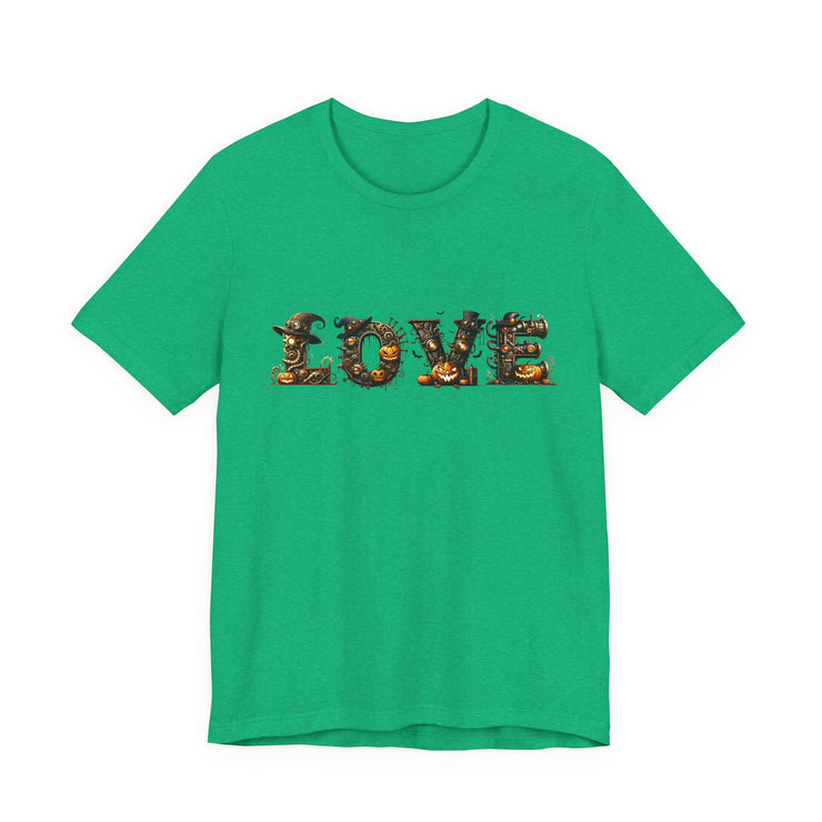 Love Typography Unisex Tee, Casual Love Shirt, Gift for Her, Heartfelt Tee, Valentine's Day Gift, Halloween Design