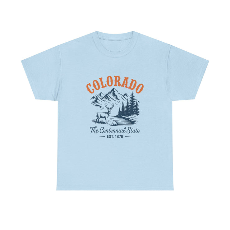 Colorado Adventure Unisex Heavy Cotton Tee, Outdoor Shirt, Gift for Nature Lovers, Travel Tee, USA State Design