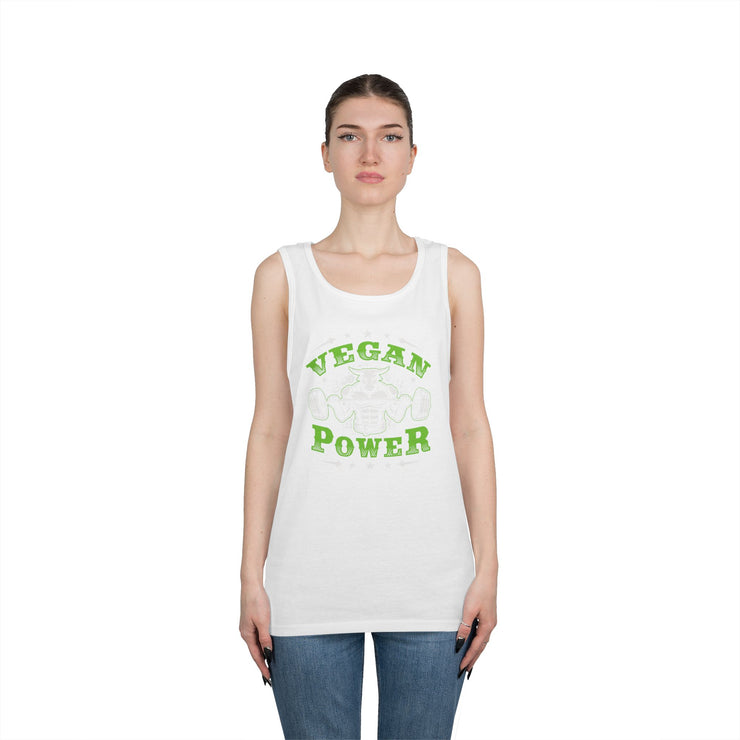 Vegan Power Tank Top | Unisex Heavy Cotton Gym Shirt, Workout Apparel, Fitness Gift, Eco-Friendly Exercise Tee