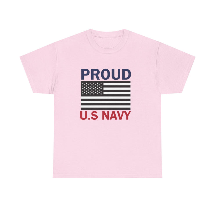 Proud U.S. Navy Unisex Heavy Cotton Tee, Veteran Gifts, Military Apparel, Patriotic Shirt, Independence Day, Memorial Day