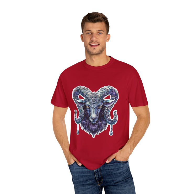 Mystical Ram Graphic Unisex T-shirt, Boho Tee, Astrology Shirt, Spiritual Gift, Festival Wear, Unique Graphic Tee