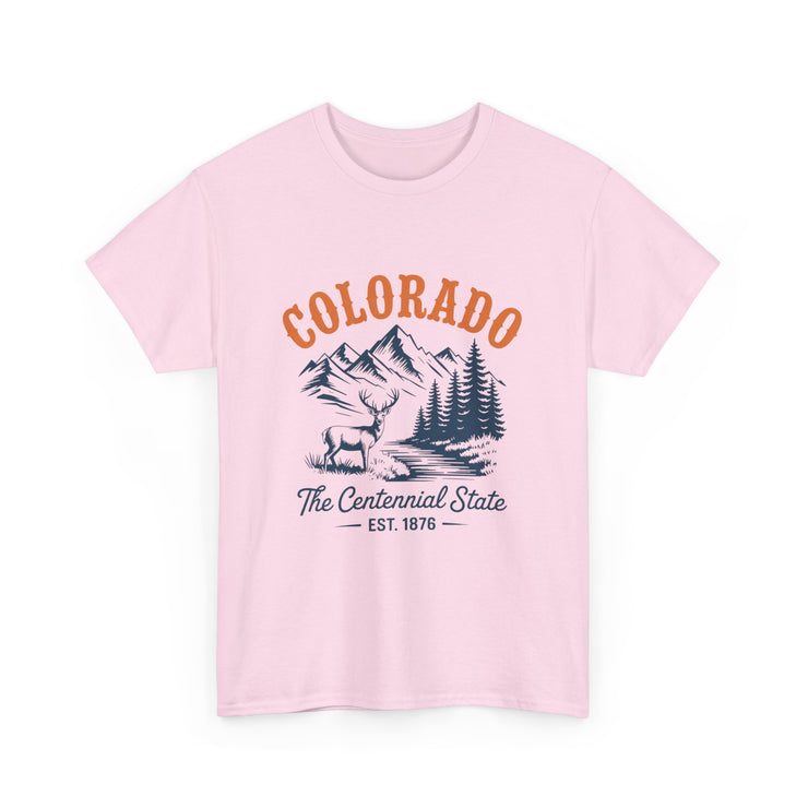 Colorado Adventure Unisex Heavy Cotton Tee, Outdoor Shirt, Gift for Nature Lovers, Travel Tee, USA State Design