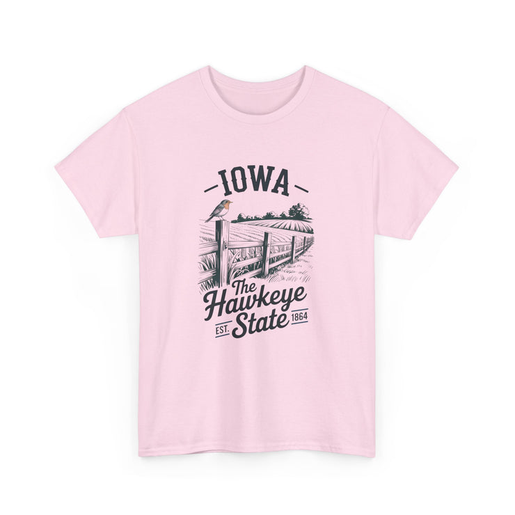 Iowa The Hawkeye State T-Shirt, Vintage Style Tee, Unisex Cotton Shirt, Iowa Pride Gift, USA States Design