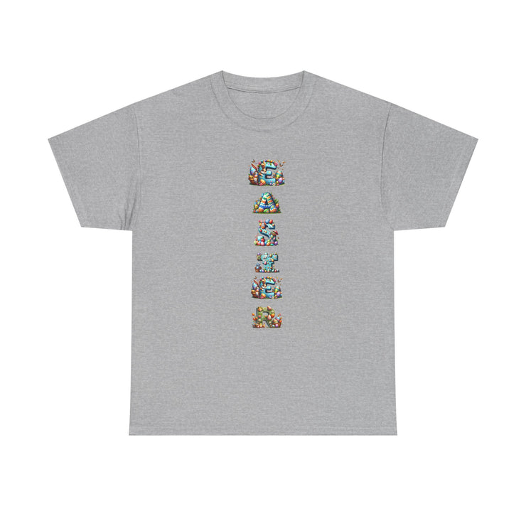 Colorful Cartoon Animal Unisex Heavy Cotton Tee - Gift for Animal Lovers, Cute T-Shirt for Kids & Adults, Fun Birthday, Casual Wear
