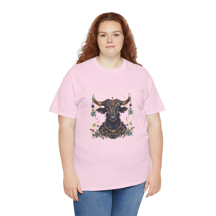 Boho Bull Graphic Tee | Unisex Heavy Cotton T-Shirt | Festival Wear, Gift for Nature Lovers, Casual Outfit, Animal Art