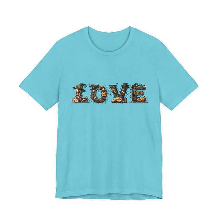Love Typography Unisex Tee, Casual Love Shirt, Gift for Her, Heartfelt Tee, Valentine's Day Gift, Halloween Design