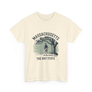 Massachusetts Vintage Unisex Heavy Cotton Tee, Rustic State T-Shirt, Travel Souvenir, Casual Wear, Gift for Locals and Tourists