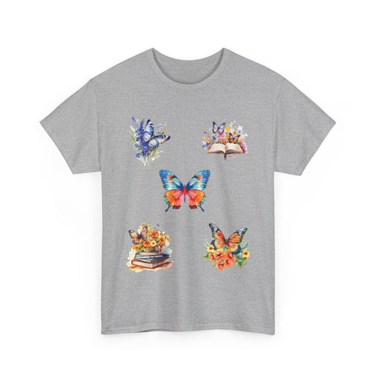 Butterfly Blossom Unisex Cotton Tee, Vibrant Nature Shirt, Gift for Nature Lovers, Spring Fashion Top, Garden Party Tee