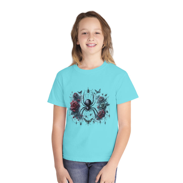 Gothic Spider Youth Tee - Cool Graphic Shirt for Teens, Alternative Fashion, Halloween Costume, Unique Gift, Everyday Wear