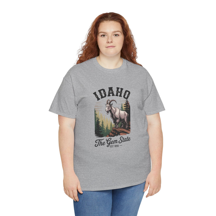 Idaho Gem State Tee, Unisex Heavy Cotton Shirt, Vintage Idaho Style T-Shirt, Nature Lover Apparel, Gift for Idaho Residents, USA States Design