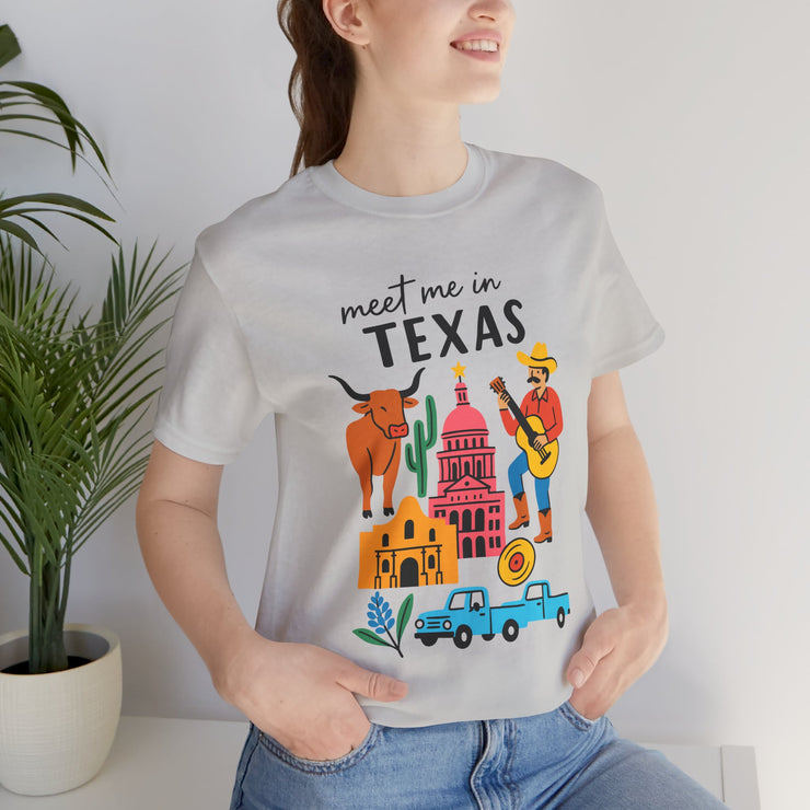 Texas-Inspired Unisex Tee: Meet Me in Texas Graphic T-Shirt, Gift for Texans, Summer Outfit, USA States Design